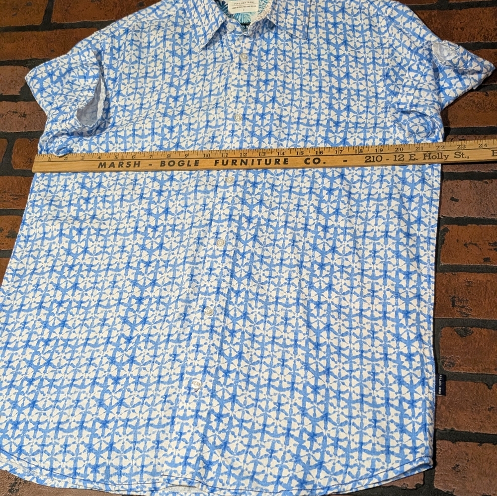 Projek Raw Men's M‎ Linen Blend Short Sleeve Button Up Shirt Lightweight - Picture 8 of 12